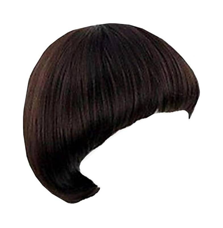 lot 8667 image: OYSRONG Women Mens Short Black Full Bang Hairstyle Straight Wig, Cosplay Heat Resistant Fibre Wig