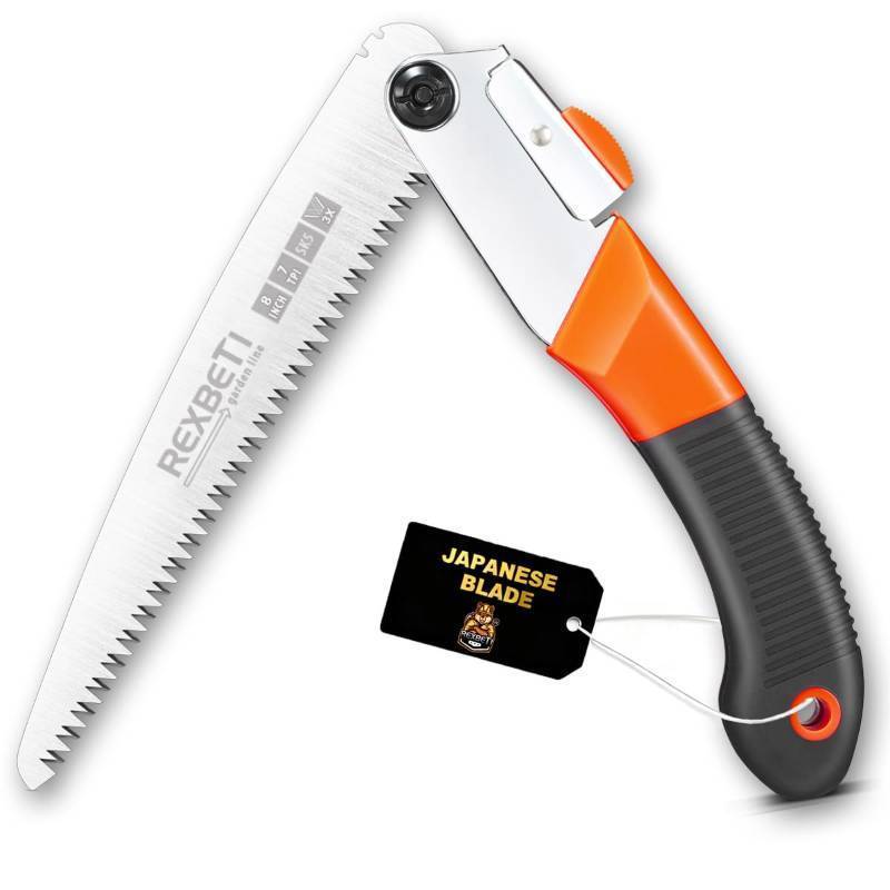 lot 8740 image: REXBETI Folding Saw - 8 Inch Blade for Wood & Dry Wood Pruning, Compact Design, SK-5 Steel