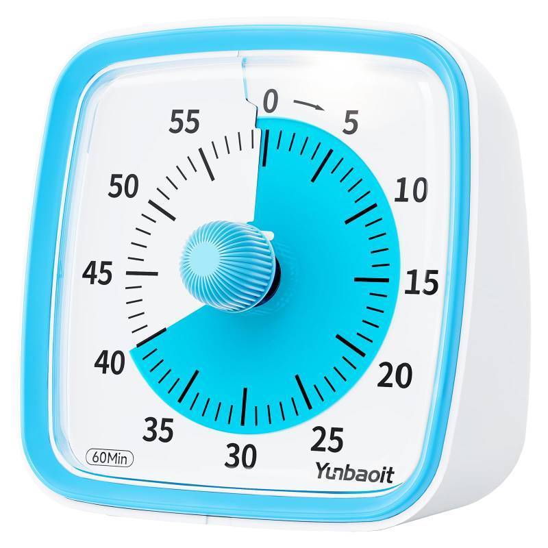 lot 8928 image: Yunbaoit Visual Timer with Night Light, 60-Minute Countdown Timer for Kids and Adults, Silent Classroom Timer, Time Management Tool for Home, School, or Work (Light Blue)