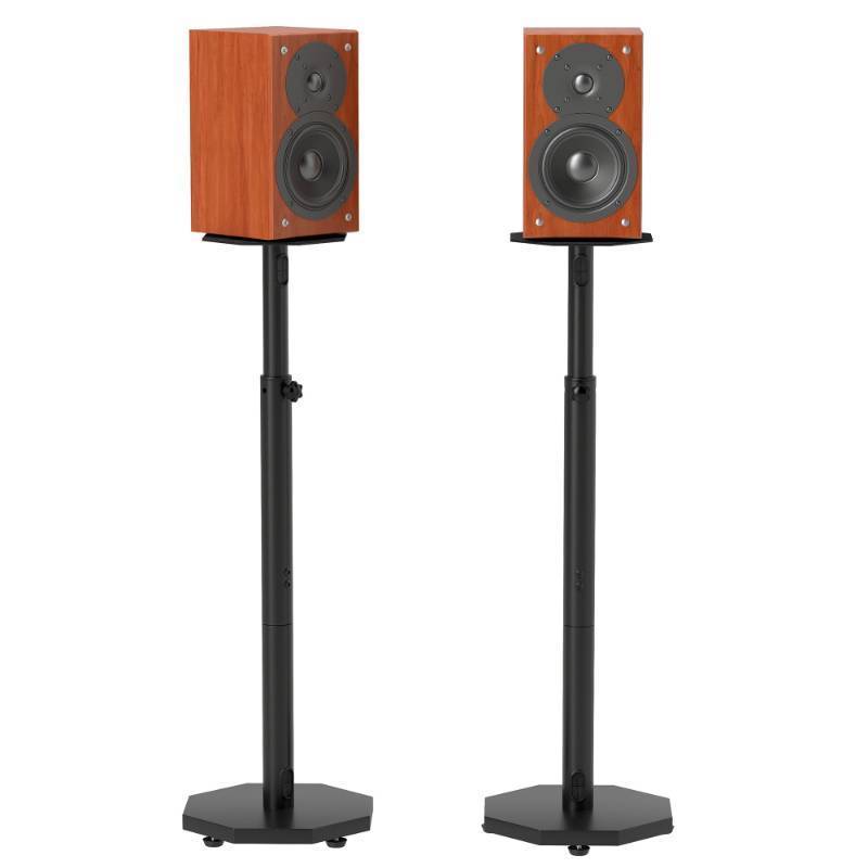 lot 9118 image: Suuiwau Universal Floor Speaker Stands Pair,Surround Sound Bookshelf Speaker Stands Support Up to 22 lbs for Home Theater Studio, 32.6 to 43 Height Adjustable