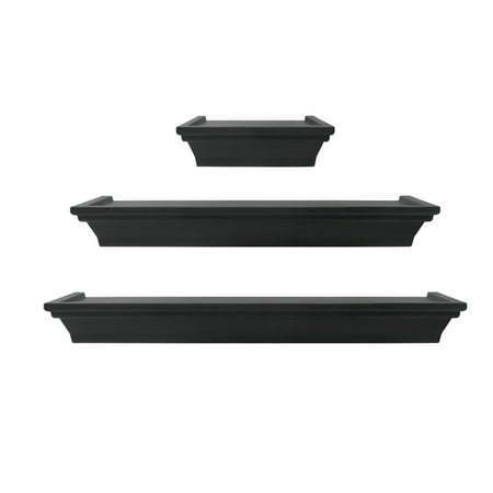 lot 2543 image: Mainstays 3PC Plastic Floating Shelves  Black