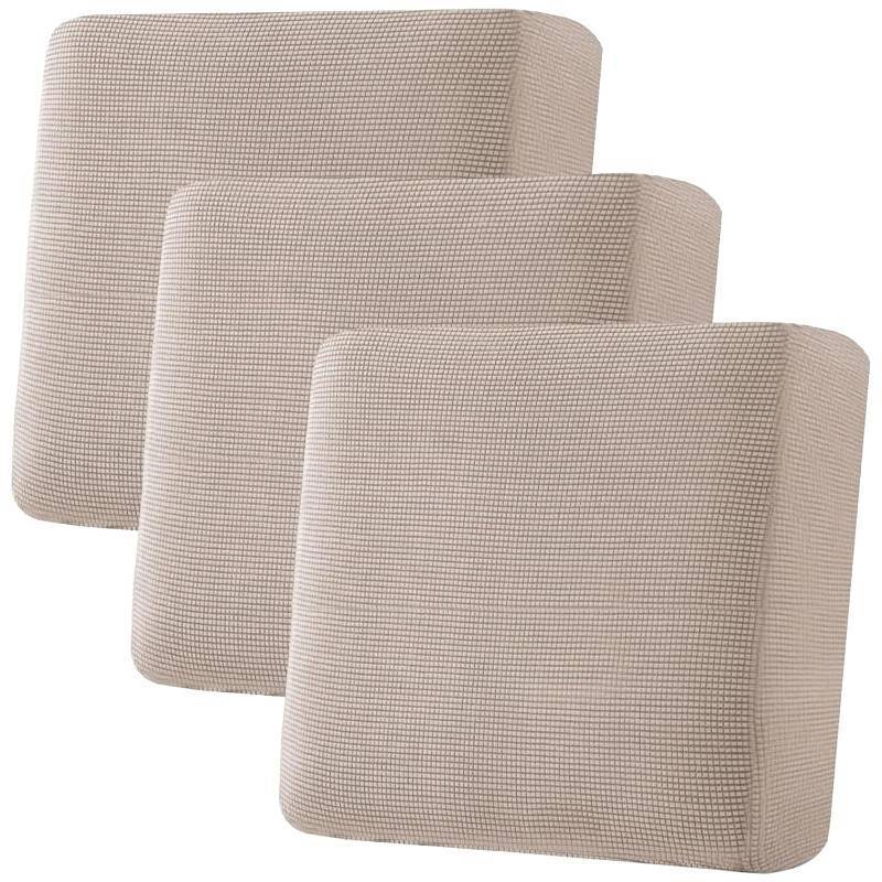 lot 7546 image: H.VERSAILTEX Super Stretch Individual Seat Cushion Covers Sofa Covers Couch Cushion Cover Slipcover Sets Thick Jacquard Textured Twill Fabric (3 Piece XL Sofa Cushion Covers, Sand)