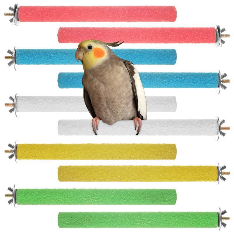 lot 7566 image: Oungy 10 PCS Bird Perch Parrot Stand Wood Parrot Perch Stand Platform Natural Paw Grinding Stick Bird Cage Accessories for Budgies Cockatiels Cockatoo Conure Parakeet