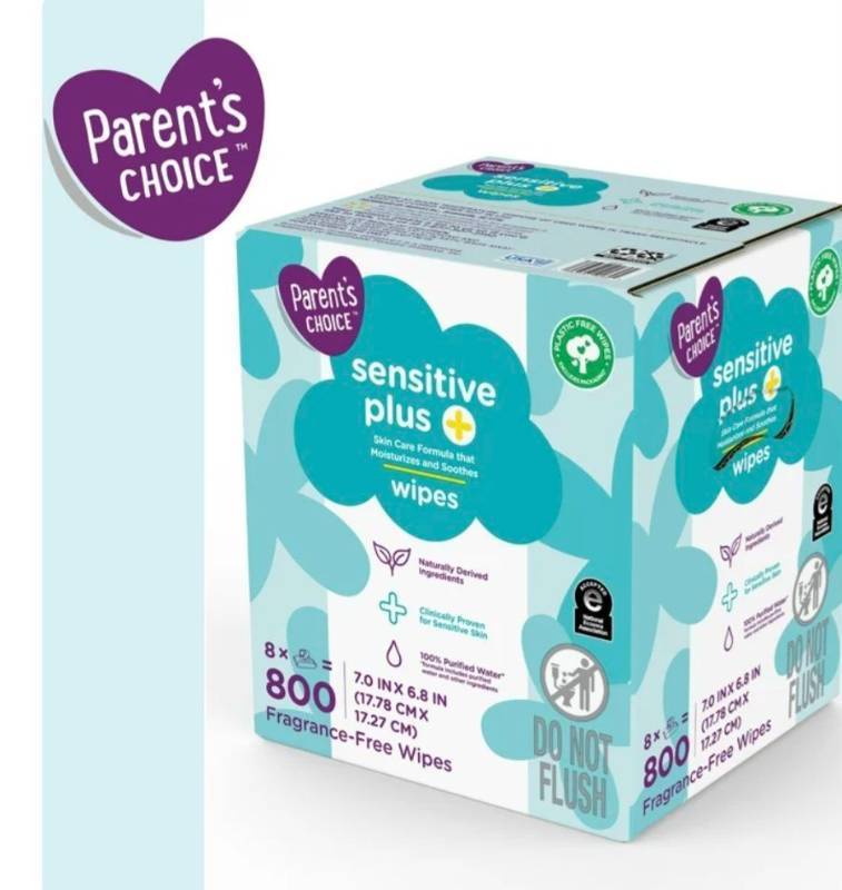 lot 7143 image: Parents Choice Sensitive Plus Baby Wipes 800ct