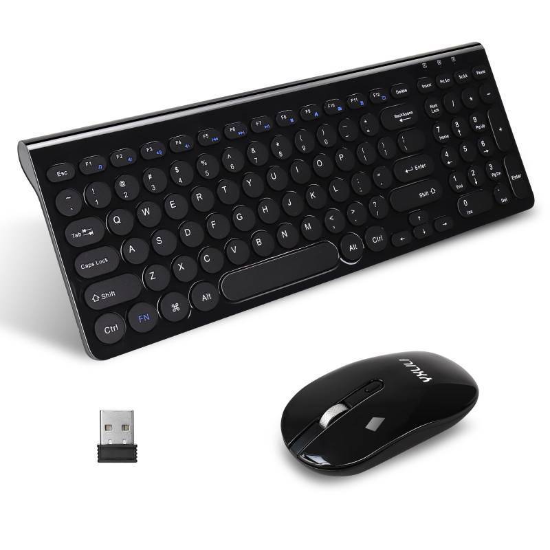 lot 7331 image: YXLILI Wireless Keyboard and Mouse Combo Quiet Keyboard and Mouse Set Ergonomic Cordless Keyboard and Optical Wireless Mice with Numeric Keypad, Black