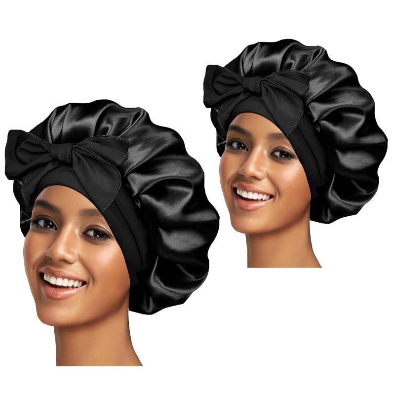 lot 7360 image: Silk Bonnet for Women Hair Bonnet for Sleeping Satin Sleep Cap for Black Women Curly Hair Braids