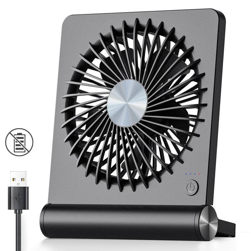 lot 7375 image: Koonie USB Fan, Strong Wind Ultra Quiet Small Desk Fan 220° Tilt Folding 3 Speeds Adjustable USB-C Corded Powered Personal Fan for Home Office Desktop Black