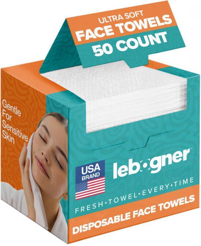 lot 7431 image: Face Towels - Ultra Soft and Thick Disposable Face Towelettes for Women - Biodegradable Facial Towels for Sensitive Skin - Face Cleansing, Makeup Removal, 10x12 Extra Large - 50 Pack