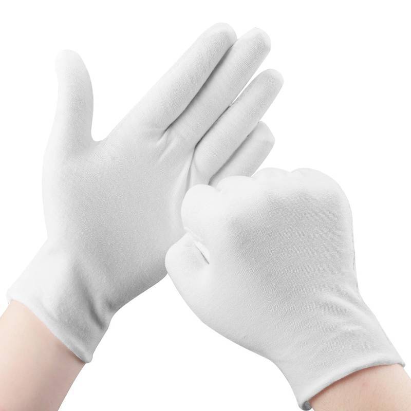 lot 7112 image: 30 Pcs White Cotton Gloves for Dry Hands Moisturizing Eczema Overnight, Men and Women Stretchable Cloth White Gloves for Coin Jewelry Silver Inspection Halloween
