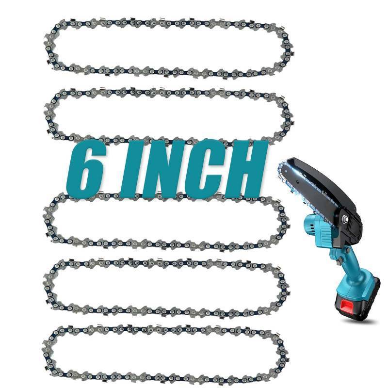 lot 7350 image: 6 Inch Chainsaw Chain, 5 Pieces Replacement Chains for Almost 6-inch Cordless Electric Portable Mini Chainsaws, Durable Carbon 6Inch Chainsaw Chains for Pruning Shears and Wood Cutting