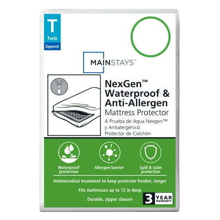 lot 4085 image: Mainstays NexGen Waterproof Anti-Allergen Zippered Mattress Protector  Twin