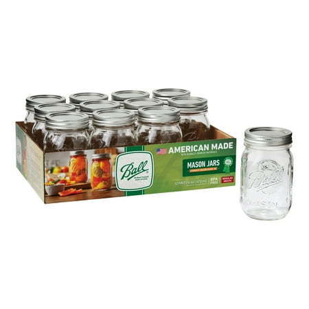 lot 4115 image: Ball Regular Mouth 16oz Pint Mason Jars with Lids &amp Bands  11 Count