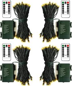 lot 2123 image: ZAIYW Battery Operated String Lights 4 Pack 16.5Ft 50LED String Lights with Remote Control 8 Modes Timer Christmas Lights Green Wire for Outdoor Garden Party Garlands Xmas Tree Decor (Warm White)