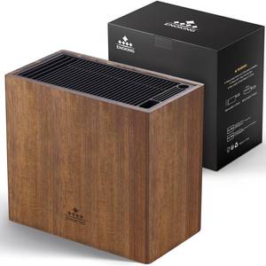 lot 2127 image: ENOKING XXL Acacia Wood Knife Holder - Large Universal Knife Block with Blade-Protecting Slots, Holds 26 Knives, Scissors, and Sharpening Rods, Space-Saving Kitchen Storage Organizer
