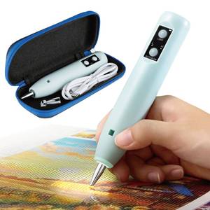 lot 2130 image: Electric Diamond Painting Pen - Cordless Diamond Art Pen Low-Noise Wax-Free, Rechargeable 2-Speed with LED Light & Removable Magnifier, Portable Diamond Art Accessories for Crafts Lovers