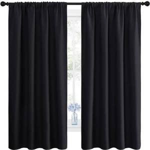 lot 2000 image: NICETOWN Black Blackout Curtain Blinds - Solid Thermal Insulated Window Treatment Blackout DrapesDraperies for Bedroom (2 Panels, 42 inches Wide by 63 inches Long, Black)
