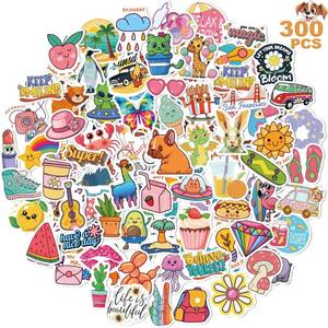 lot 2004 image: Wninbu 300 PCS Cute Stickers for Kids,Water Bottle Sticker Pack for Teens Girls Boys,Kawaii Waterproof Vinyl Stickers for Water Bottles,Skateboard,Laptop Students Classroom Decor Prizes (Cute 300 pcs)