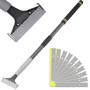 lot 2018 image: Frebuta Floor Scrapers Long Handle Heavy Duty ,31In 4 Razor Blades Scraper with 10PC Floor Blades Sponge Handle Iron Tube Scraper for Cleaning Quick and Easy Removal Price Stickers Gum