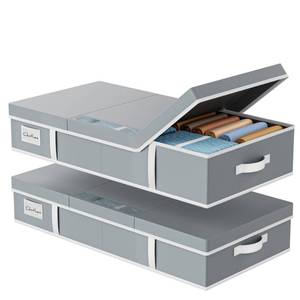 lot 2020 image: Yecaye 2 Pack Under Bed Storage Containers, Large Underbed Storage Drawers with Lid, Foldable Low Profile Stackable Bins with Clear Window & 4 Handles for Clothes, Blanket, Shoes, Grey, 31.515.756in