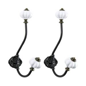 lot 2025 image: NIKKY HOME Wall Hooks Decorative 2 Pack Hanging Rustic Vintage Pumpkin Metal Iron Ceramic Antique Mounted Wall Hook for Towels Coat Bag Scarf Cap Hat Key for Farmhouse Mudroom Closet Bathroom, White