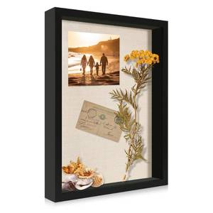 lot 2043 image: CCDCC 12x16 Large Shadow Box Picture Frame Display Case with Soft Linen Back, Black Wooden Memory Shadow Box Frame with Tempered Glass Cover for Wall Display