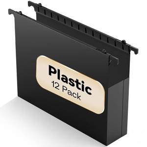 lot 2049 image: Nordun Plastic Extra Capacity Hanging File Folder Letter Size, 12 Pack Reinforced Hang Folders,Heavy Duty 2 Inch Expansion,Expandable Hanging Folders,Hanging Organizer Designed for Bulky Files (Black)