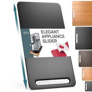 lot 2050 image: Ibyx Elegant Sliding Tray for Your Coffee Maker &amp Heavy Kitchen Appliances - Sturdy, Slides Easily from Under The Cabinet (Black, 7.5W x 14.5D)