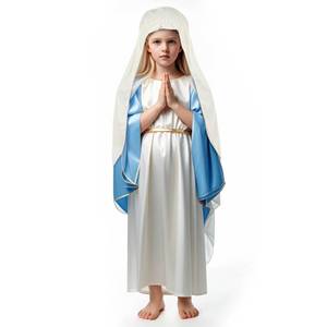 lot 2073 image: VZQI Virgin Mary Biblical Robe for Girls - Blue Bible Costume Set for Kids Halloween