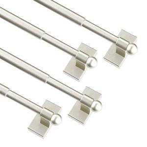 lot 2078 image: Multi-Use Adjustable Magnetic Curtain Rods for Doors, Windows, Tool Boxes, 16-28 Inch, Easy Installation - 4-Pack - Nickel