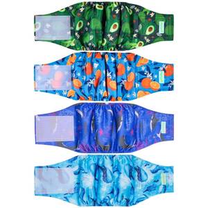 lot 2082 image: wegreeco Belly Bands for Male Dogs, (4 Pack) of Washable Male Dog Diapers, Super Absorbent Dog Belly Band (Fruit, Adventure, X-Small)
