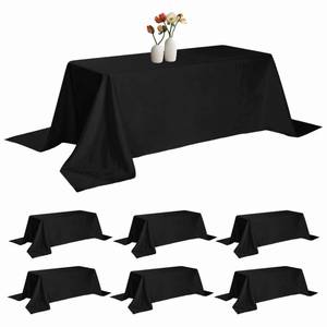 lot 2093 image: luccido 6 Pack Rectangle Tablecloth 90 x 132 Inches Black Table Cloth Stain and Wrinkle Resistant Washable Polyester Fabric Table Cover for Party, Wedding and Banquet Decoration
