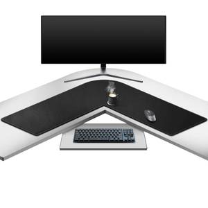 lot 2094 image: Mydours L-Shape Desk Pad, (3838) x 13 Large PU Leather Corner Desk Mat Blotter, XXL Large Waterproof Gaming Mouse Pad, Desktop Protector for Computer Keyboard Home Office (Black)
