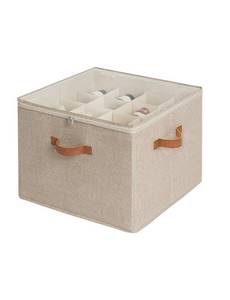 lot 2153 image: StorageWorks Shoe Organizer for Closet, Fits up to 16 Pairs, Shoe Cubby Storage Containers with Adjustable Dividers and Clear Cover, Taupe
