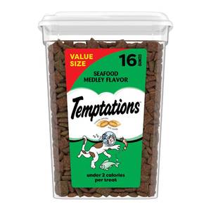 lot 2159 image: Temptations Classic Crunchy and Soft Cat Treats, Seafood Medley Flavor, 16 oz. Tub