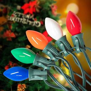 lot 2170 image: SOTOPOO C7 Vintage Christmas Lights Outdoor Multicolor Christmas Tree Lights, 25FT Colorful Christmas Lights for Home Yard Indoor Outdoor Christmas Decorations, 27Pcs E12 Bulbs (2 Spare Bulbs)