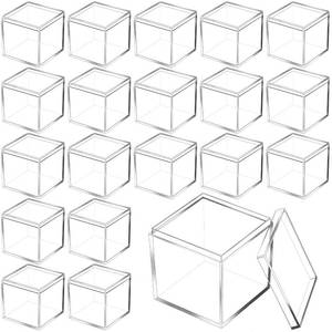 lot 2171 image: Tuanse 80 Pcs Acrylic Box with Lid Clear Small Acrylic Box Plastic Square Cube with Lid Mini Containers Display 2.2 x 2.2 x 2.2 Inch for Candy Pill Tiny Jewelry Toys Gifts