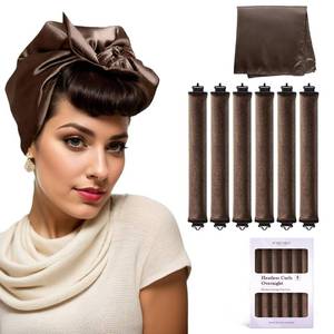 lot 10448 image: Overnight Hair Curlers Heatless Curls - 6 Pcs No Heat Blowout Curling Rods to Sleep In with Satin Hair Scarf