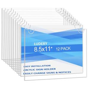 lot 10193 image: Ludery Acrylic Sign Holder 8.5 x 11 Horizontal, Wall Mount Document Holder, Clear Plastic Picture Frame with Tape Adhesive and Screws for Office, Home, Store, Restaurant - 12 Pack