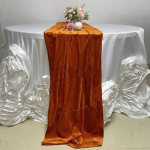lot 10194 image: Luchuan Orange Velvet Table Runner, 11ft Luxurious Wedding Reception Decorations Soft Velvet Fabric, Table Runner Overlay for Wedding Event Table Decorations (Orange, 20X132inch)