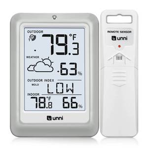 lot 10205 image: Indoor Outdoor Thermometer Hygrometer Wireless Weather Station, Temperature Humidity Monitor Battery Powered Inside Outside Thermometers with 330ft Range Remote Sensor and Backlight Display