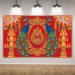 lot 10214 image: Happy Diwali Photo Backdrop Indian Diwali Peacock Banner Indian Deepavali Festival of Lights Party Decorations and Supplies for Home-71x43