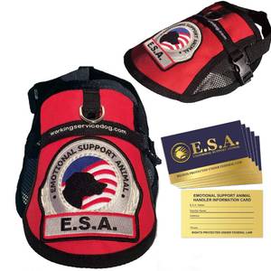 lot 10215 image: Premium Emotional Support Dog Vest  ESA Dog Vest  Mesh Cooling Panel  Emotional Support Animal Harness  Includes 5 Federal Law ESA Handout Cards (14 - 17 Girth, Red)