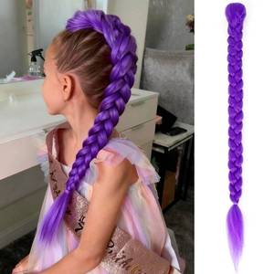 lot 10241 image: builson Purple Braid Hair Extensions Synthetic Fiber 26 INCH Easy Clip in Ponytail for Cosplay Wig Halloween Costume