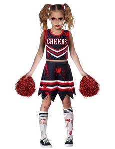 lot 10247 image: LATOBREATH Kids Girls Halloween Cheers Zombie Cheerleader Cosplay Fearsome Skirt 7-8Y