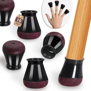lot 10331 image: Chair Leg Floor Protectors for Hardwood Floors Felt Furniture Pads Silicone Caps Anti-Scratch Reduce Noise Round 16 Pack Black Round Small Fit 12 to 34 (14-19mm)