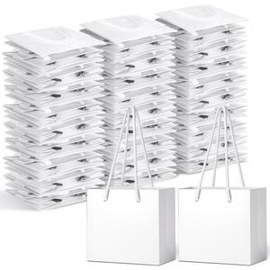 lot 10359 image: IANFAN 100 Pcs White Mini Gift Bags with Handles, 4.7 x 3.9 x 2.4 Inch Extra Small Gift Wrap Paper bags for Small Business Party Wedding Baby Shower Birthday Christmas Gift Wrap