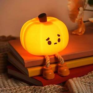lot 10398 image: Dylviw Pumpkin Night Light, Cute LED Lamp, Silicone Dimmable Nursery Nightlight for Kids, Silicone Rechargeable Bedside Touch Lamp, Funny Office Desk and Halloween Decor for Woman and Kids