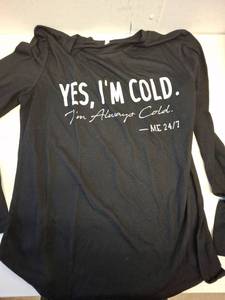lot 10402 image: Weetiotio Yes IM Cold Me 247 Always Cold Sweatshirt For Women Crewneck Winter Freezing Sweatshirts Oversized Pullover Hoodie black