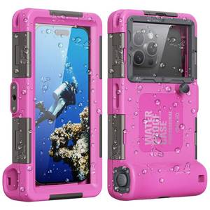 lot 10406 image: Underwater Snorkeling Diving Phone Case for Phone 161514131211 Pro MaxXSX Galaxy S24S23S22S21 50ft15m Professional Scuba Dive Waterproof Case Underwater Photo Video - Pink