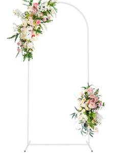 lot 10411 image: Wokceer Wedding Arch Backdrop Stand, 6 FT Square White Metal Arch Backdrop Stand for Wedding Ceremony Photo Booth, Outdoor Indoor Birthday Party, Garden Floral Balloon Arch Decoration